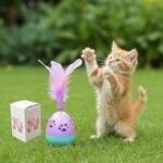 Spring Cat Toy, 360 Degree Rotation Increase Movement Kitten Toy Interactive for Kittens (Pink and Yellow)