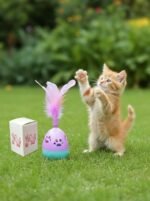 Spring Cat Toy, 360 Degree Rotation Increase Movement Kitten Toy Interactive for Kittens (Pink and Yellow)