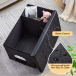 Cat Litter Box Enclosure Hidden Furniture, DOMIPET Foldable Cat Washroom Bench with Storage Space, Large Cabinet Cats Litter Ottoman for Odor Control, Dog Poof - Image 3