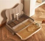Large Dog Training Toilet Tray with Metal Grate & Anti-urine Splash 63x43x39cm