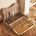 Large Dog Training Toilet Tray with Metal Grate & Anti-urine Splash 63x43x39cm