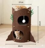 Cat Tower, 2/3 Tier Tree Stump Cat Bed Design, Spacious Gazebo, Two Plush Cat Balls and Decorative Small Branches (37.4"/95cm)