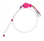 Cat Feather Wand Stick with Suction Cup Wire Teaser Kitten Toy w/ Dangle Bell - Image 3
