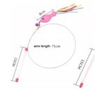 Cat Feather Wand Stick with Suction Cup Wire Teaser Kitten Toy w/ Dangle Bell - Image 2