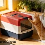 Cat litter box, enclosed litter box with a pull-out drawer for easy cleaning. Modern and decorative design for cats, 37x35x50cm, (black).